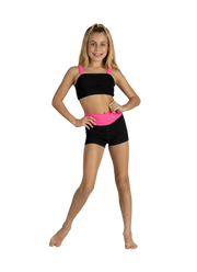 XO Dance Co - Sassy Scrunch Short - Child (24006) - Hot Pink & Black