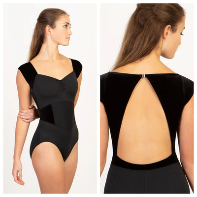 Suffolk - Jewelry Box Pinch Front Cap Sleeve Leotard - Adult (2705A-BLK) - Black