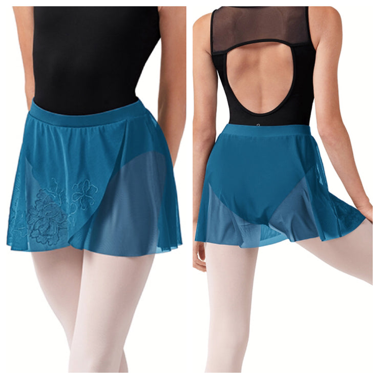 Bloch - Embroidered Pull On Skirt - Adult (R10001) - Cerulean