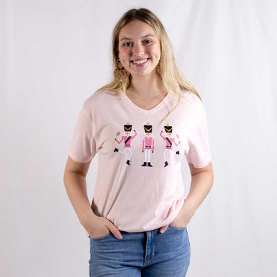 The Royal Standard - Blushing Dancing Nutcracker V-Neck T-Shirt - Adult (13362308) - Pink (GSO)