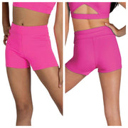Danz N Motion - High Waist Booty Shorts - Child (22406C) - Neon Pink