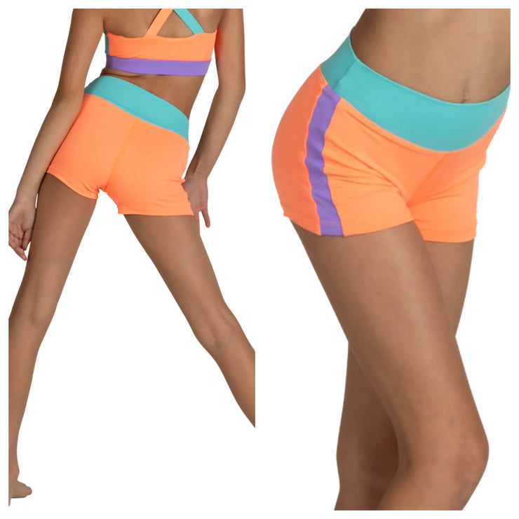 XO Dance Co - Checkmate Short - Child (24005) - Retro Flash