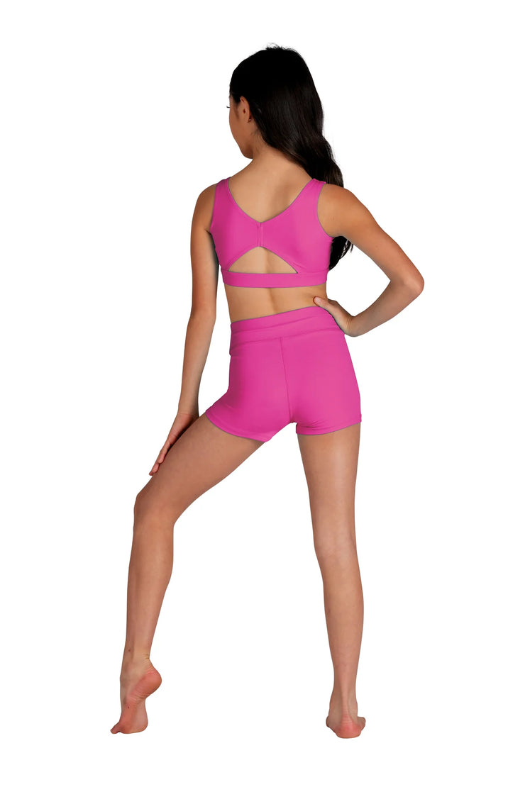 Danz N Motion - High Waist Booty Shorts - Child (22406C) - Neon Pink