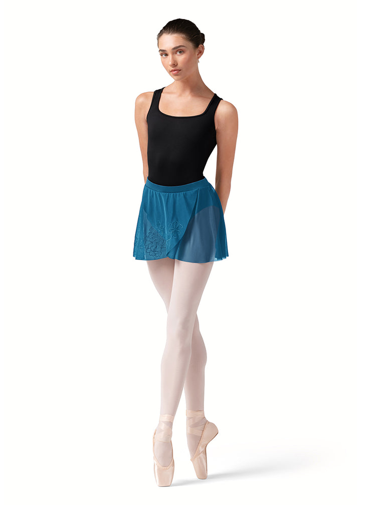 Bloch - Embroidered Pull On Skirt - Adult (R10001) - Cerulean