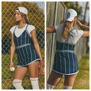 Free People Movement - Cool On The Court One Piece - Adult (OB2109677-4960) - Pinstripe Navy Combo