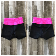 XO Dance Co - Sassy Scrunch Short - Child (24006) - Hot Pink & Black