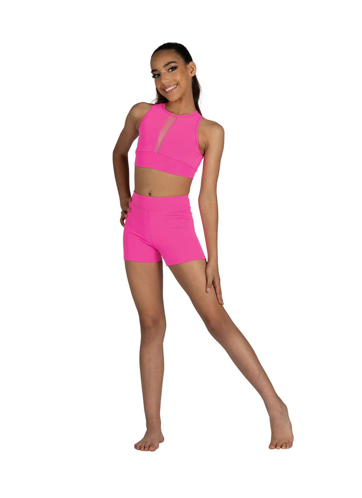 Danz N Motion - High Waist Booty Shorts - Child (22406C) - Neon Pink