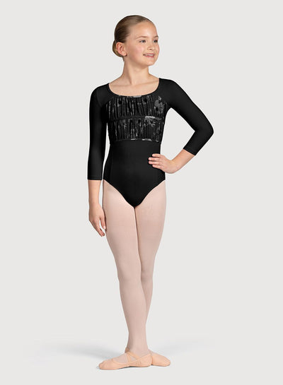 Bloch - Sophie 3/4 Sleeve Floral Leotard - Child (CL5226) - Black