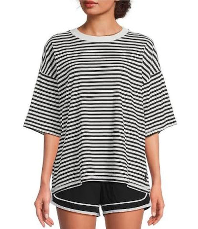 Free People Movement - Tackle Stripe Tee - Adult (OB2199267) - Court Stripe Black