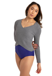 Capezio - Harmonie Wellness Wrap Sweater - CK10991 - Heather Gray