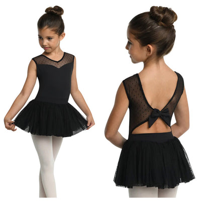 Danz N Motion - Mesh Dot Dress - Child (23201C) - Black (GSO)