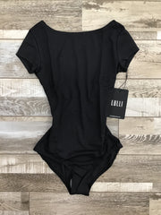 Lulli Dancewear - Microfiber Full Lining Short Sleeve Leotard - Adult (LUB286) - Black (GSO)