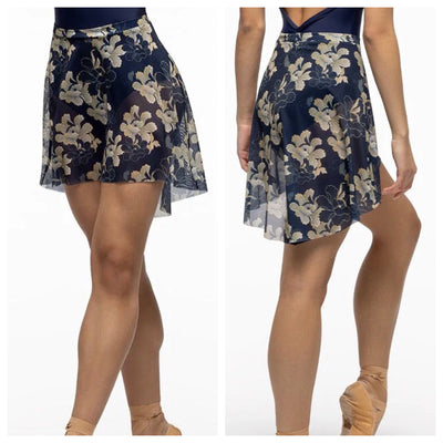 Eleve Dancewear - Short High-Low Skirt- Adult - Dark Navy Blooms Mesh (GSO)