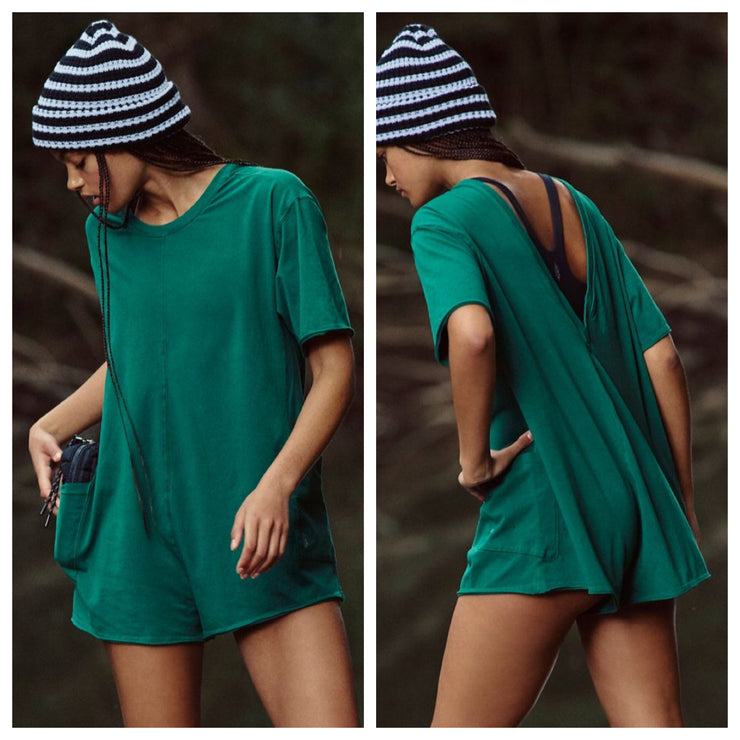 Free People Movement - Hot Shot Tee Romper - Adult (OB1960599-3323) - Heritage Green