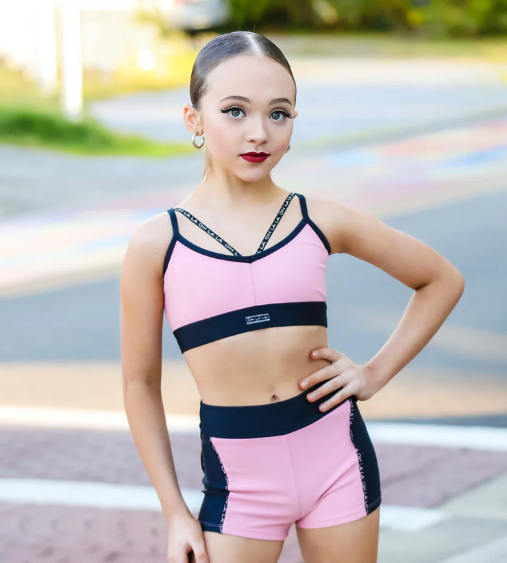 Oh La La Dancewear - The Honor Short - Child/Adult (OLL323-REB) - Rose Elegance/Black