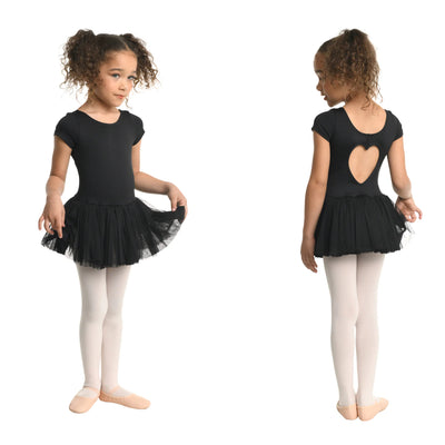 Danz N Motion - Cap Sleeve Dress with Heart Cut Out - Child (23209C) - Black