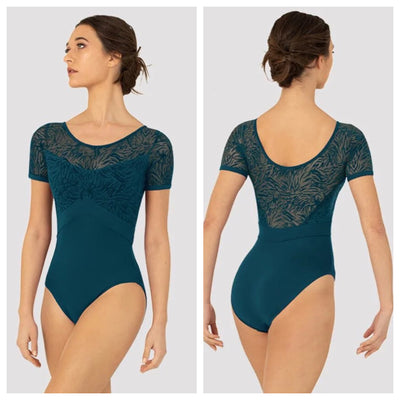 Bloch - Vienna Short Sleeve Leotard - Adult (L3392) - Deep Teal