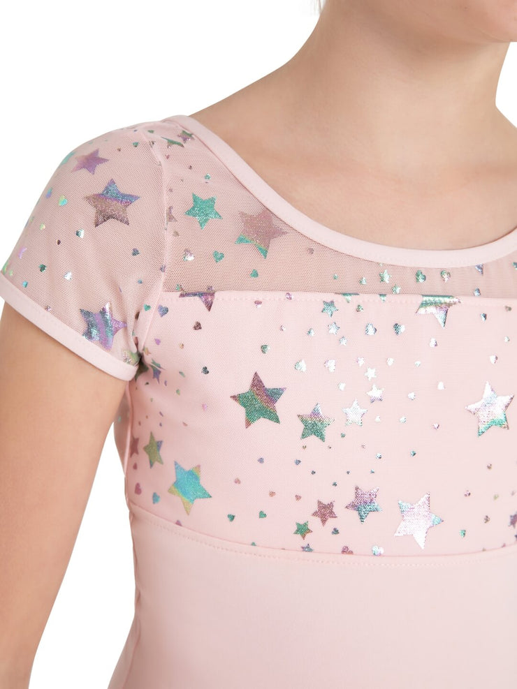 Capezio - Star Struck Galaxy Short Sleeve Leotard - Child (12105C) - Pink