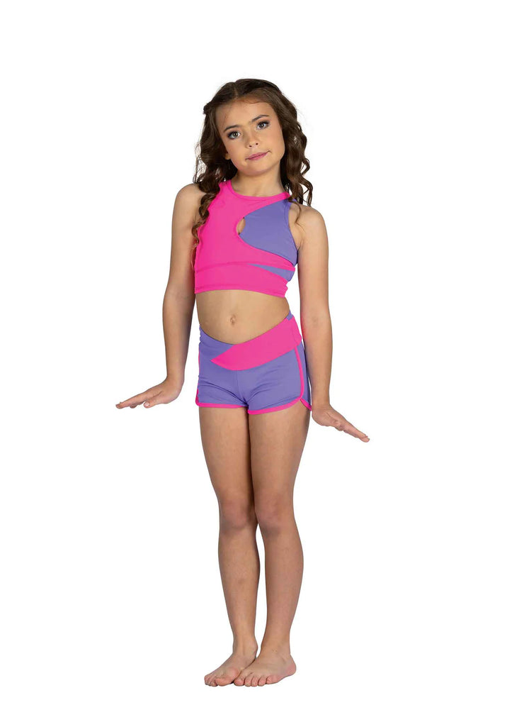 Danz N Motion - Lily Short - Child (25401C) - Bright Lavender/Neon Pink
