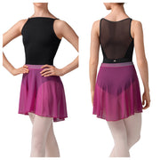 Mirella - Stripe Waistband Mesh Skirt - Adult (MS10001) - Magenta