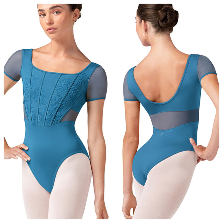 Bloch - Embroidered Corset Cap Sleeve Leotard - Adult (L20001) - Cerulean