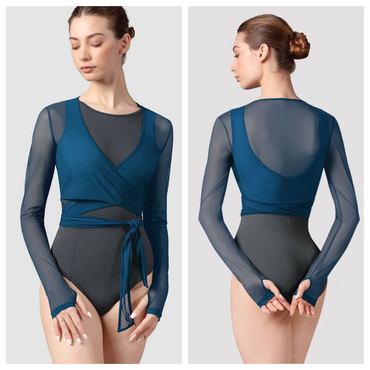 Bloch - Bethan Mesh Wrap Top - Adult (Z8459) - Peacock