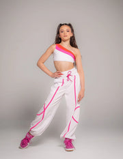 Oh La La Dancewear - The Finale Pant - Child/Adult (OLL399) - White/Pink Neon