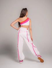 Oh La La Dancewear - The Finale Pant - Child/Adult (OLL399) - White/Pink Neon