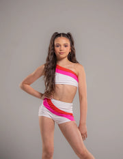 Oh La La Dancewear - The Broadway Short (OLL398) - White/Neon Pink/Red Alert