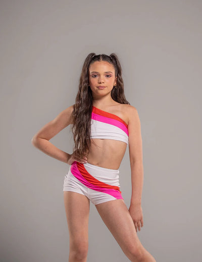 Oh La La Dancewear - The Broadway Short (OLL398) - White/Neon Pink/Red Alert
