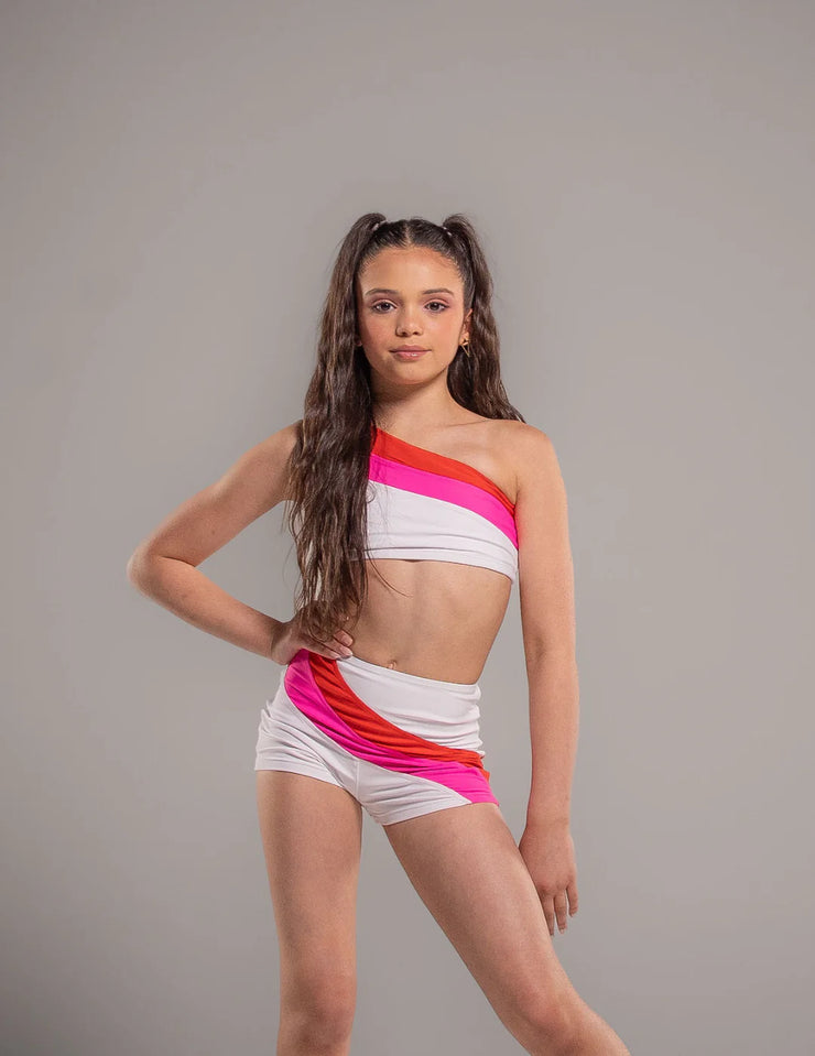 Oh La La Dancewear - The Broadway Short (OLL398) - White/Neon Pink/Red Alert