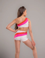 Oh La La Dancewear - The Broadway Short (OLL398) - White/Neon Pink/Red Alert