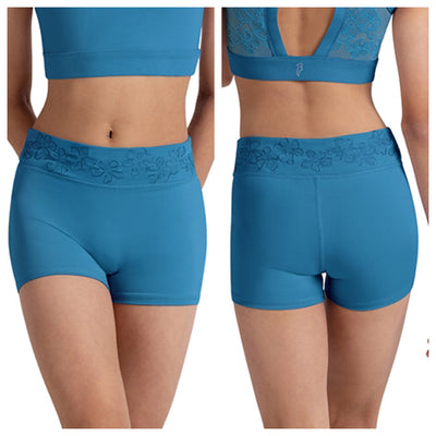 Bloch - Embroidered Waistband Short - Child (CR90003) - Cerulean
