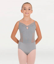 Body Wrappers - Pointelle Mesh Bustier Leotard - Child/Adult (P1182) - Steel FINAL SALE