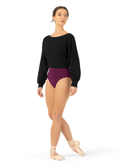 Bloch - Everlyn Knit Cropped Sweater - Adult (Z1179) - Black (GSO)