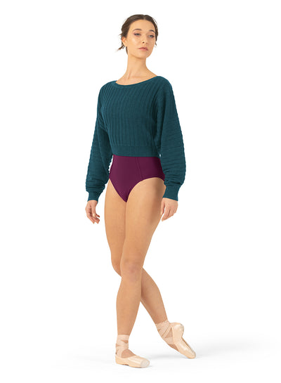 Bloch - Everlyn Knit Cropped Sweater - Adult (Z1179) - Deep Teal (GSO)