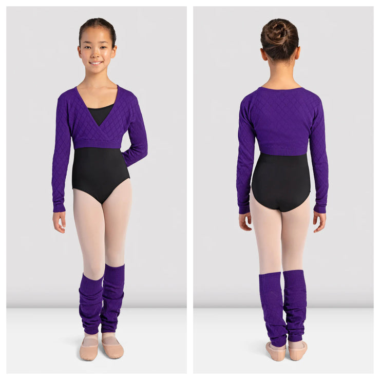Bloch - Full Length Sleeve Knit Fixed Wrap Top - Child (CZ3149) - Amethyst