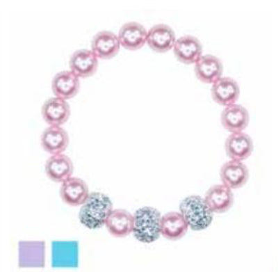 Pink Poppy - Pastel Pearl Bracelet  - (BCF-408) Blue/Cream (GSO)
