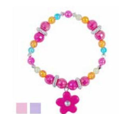 Pink Poppy - Flower Bracelet - (BCF-389) - pink/hot pink