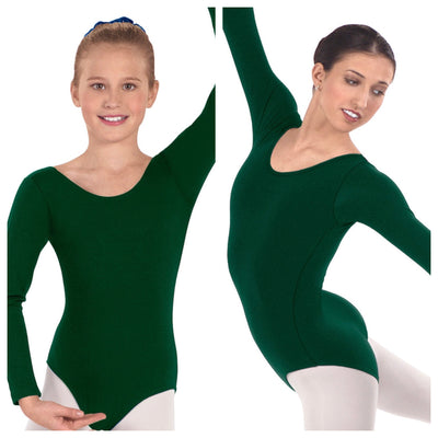 Eurotard Long Sleeve Leotard with Cotton Lycra® - Child/Adult (10408/10265) - Hunter (GSO)