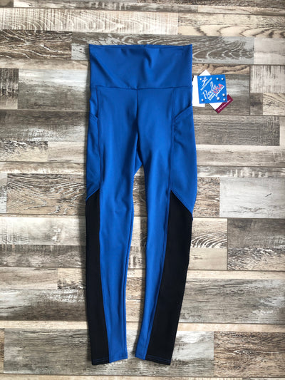 Motionwear - Devon High Waist Diagonal Legging w/Pocket - Child/Adult (7274-596) - Ocean Blue Moss Interlock (EDNC) FINAL SALE