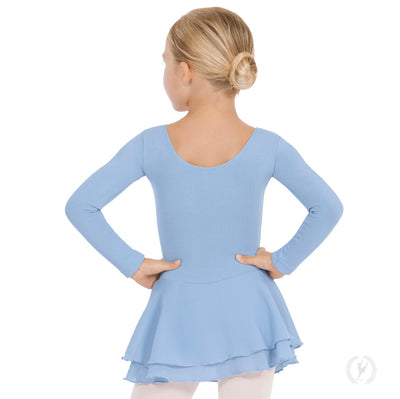 Eurotard Girls Long Sleeve Dance Dress with Cotton Lycra® - Child (10465) - Light Blue