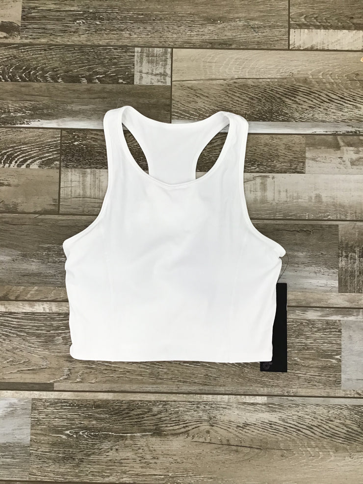 Mono B -Ribbed Racerback Cropped Active Top (AT-B0488) - White (GSO)