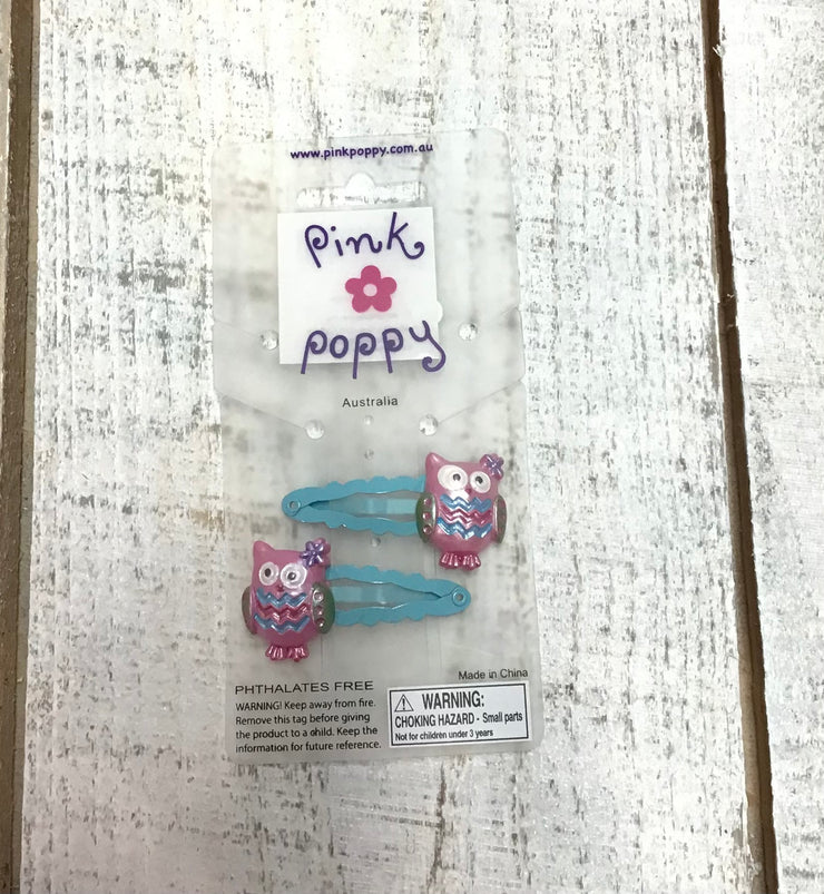 Pink Poppy - Owl Hair Clip - (HCG115) - Pink (GSO)