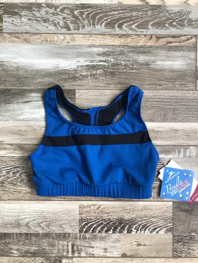 Motionwear - Devon Inset Stripe Racerback Bra - Child/Adult (3231-596) - Ocean Blue Moss Interlock (EDNC) FINAL SALE