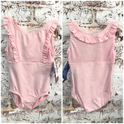 Motionwear - Ruffled Princess Seam Tank Rose Lace Leotard - Child (2851-219) - Pink (GSO)