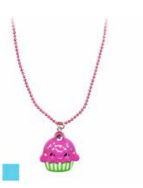 Pink Poppy - Cupcake Necklace on Chain - (NCG112) -  (GSO)