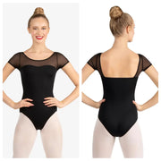 Capezio - Studio Collection Mesh Yoke SS Leotard - Adult (SE1039W) - Black