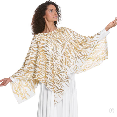 Eurotard - Passion of Faith Praise Skirt and Drape Overlay - Child/Adult (82768/82768C) - White/Gold