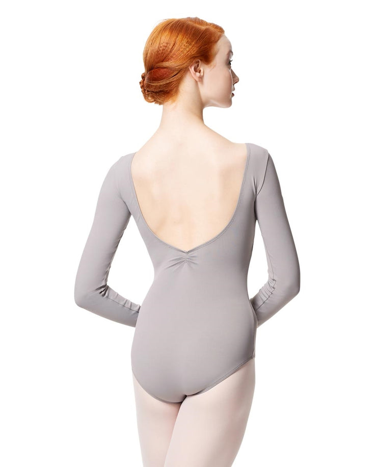 Lulli Dancewear  - Microfiber Gathered Front and Back Long Sleeve Leotard Samantha - Adult (LUB279) - Aubergine (GSO) /